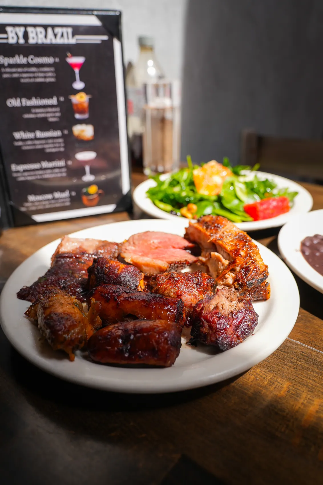 Delicious spread of grilled meats and side dishes ready to serve